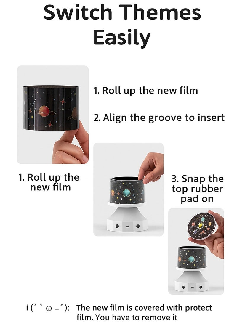 مصباح عرض موسيقي بلوتوث – إضاءة ثلاثية الألوان، عرض دوار مع 23 موضوعًا، ضوء ليلي للأطفال، هدية عيد ميلاد وعيد الميلاد - Image 5