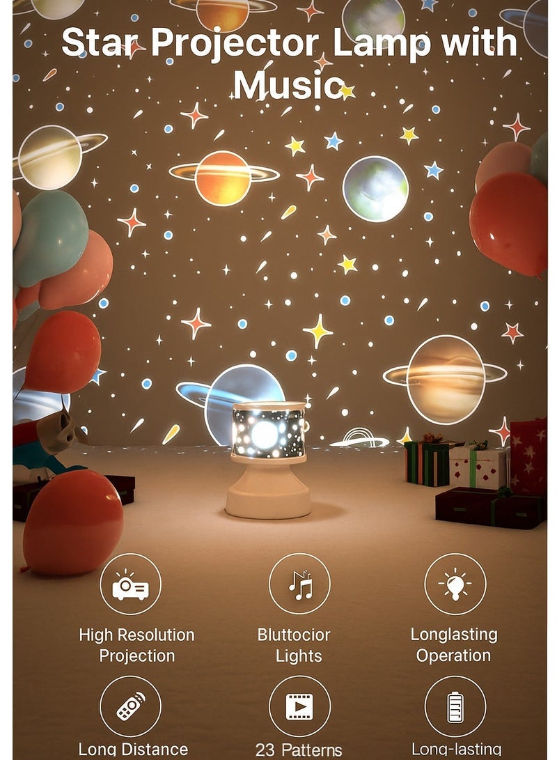 Star Projector Lamp with Bluetooth Music – 3-Color Lighting, Rotating Starry Sky Light with 23 Themes, Night Light for Kids, Birthday & Christmas Gift - Image 3