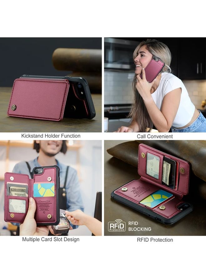 Green Wallet Card Holder Case For IPhone 14 Pro Max Compatible With Previous Models RFID Protection Drop Safety Kickstand - Image 4