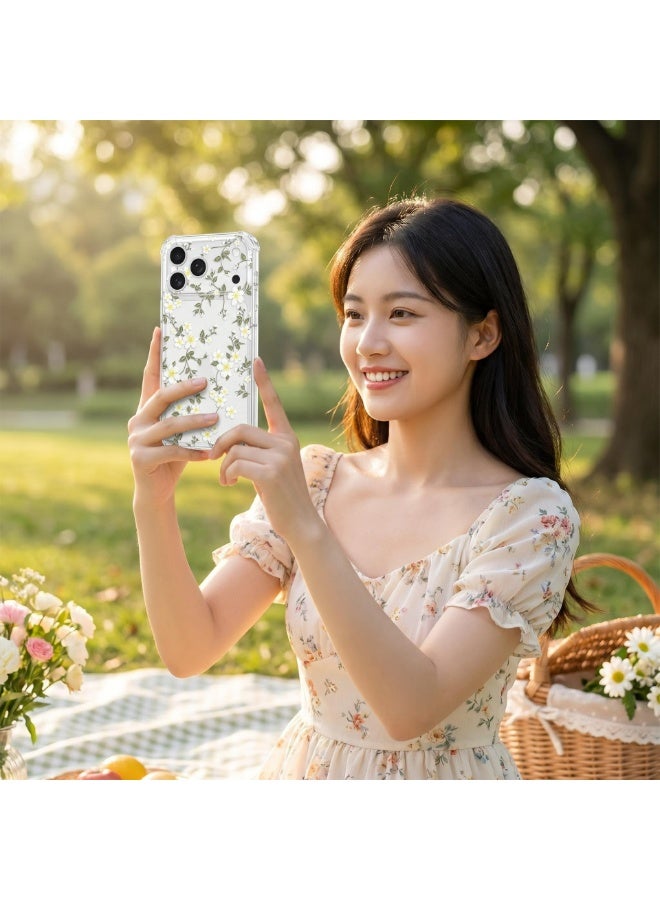 HaDoii for iPhone 17 Pro Phone Case Clear, Cute Flower Pattern for Women Girls Phone Cover 4 Corners Thickened Slim TPU Bumper Anti-Drop Protective Case for iPhone 17 Pro, Big White Flower - Image 5