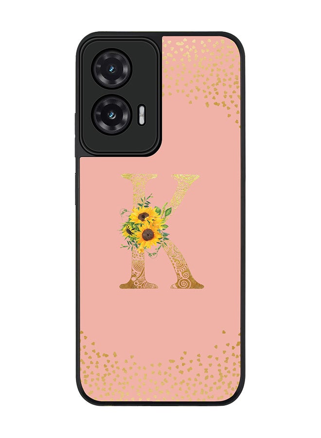 Stylizedd For Motorola Moto G35 Case,Slim fit Camera Protection, Shockproof Thin Phone cover  - Custom Floral Monogram - K  (Rose Pink )