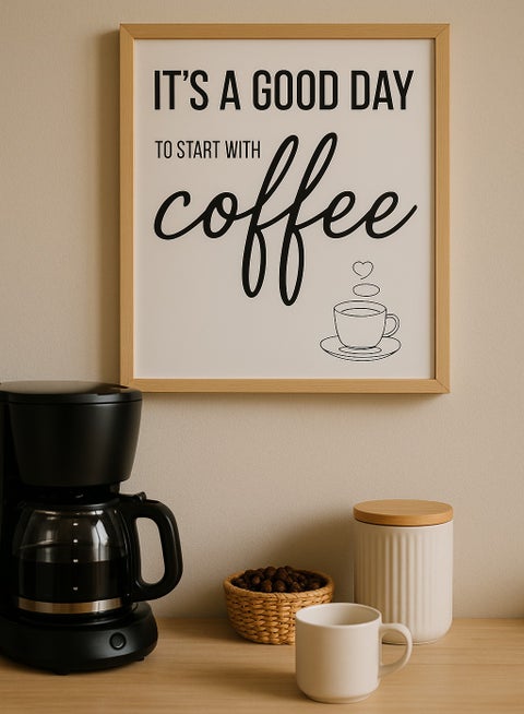 لوحة حائط “It’s a Good Day” جاليري خشبية فاخرة بتصميم مستوحى من فن لمحبي القهوة و اللوحات الفنية – ديكور عصري للمنازل وغرف المعيشة والمكاتب