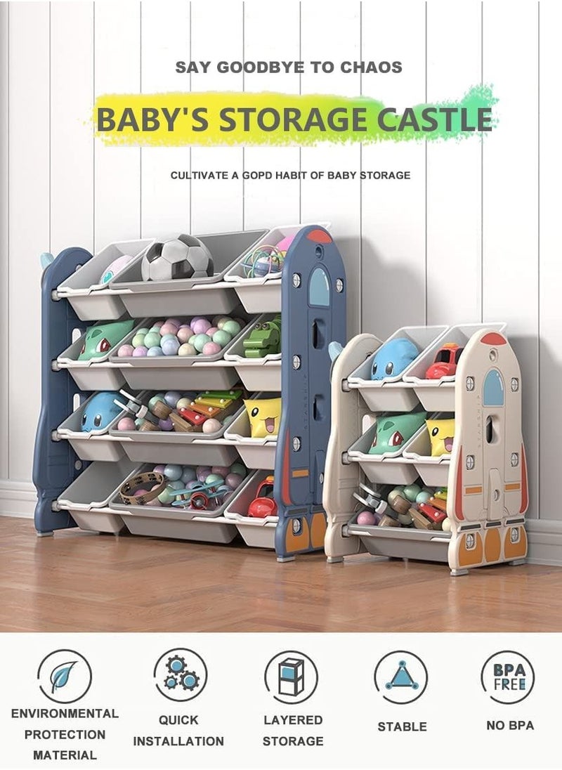 Arabest - Deluxe Multi-Box Toy Organizer, Large Capacity Storage Unit, Children's Toy Organizer, Playroom Display Unit (Combination Three, White) - Image 1