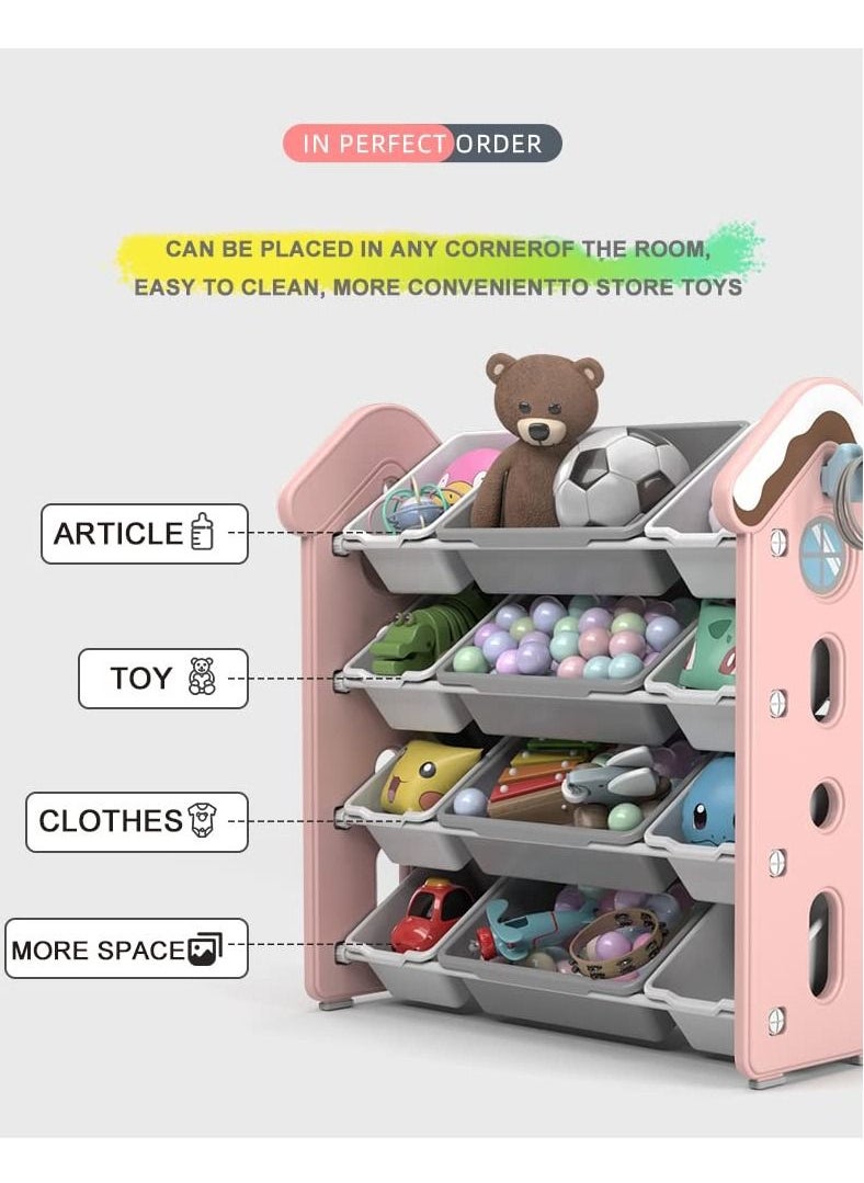 Arabest - Deluxe Multi-Box Toy Organizer, Large Capacity Storage Unit, Children's Toy Organizer, Playroom Display Unit (Combination Three, White) - Image 1