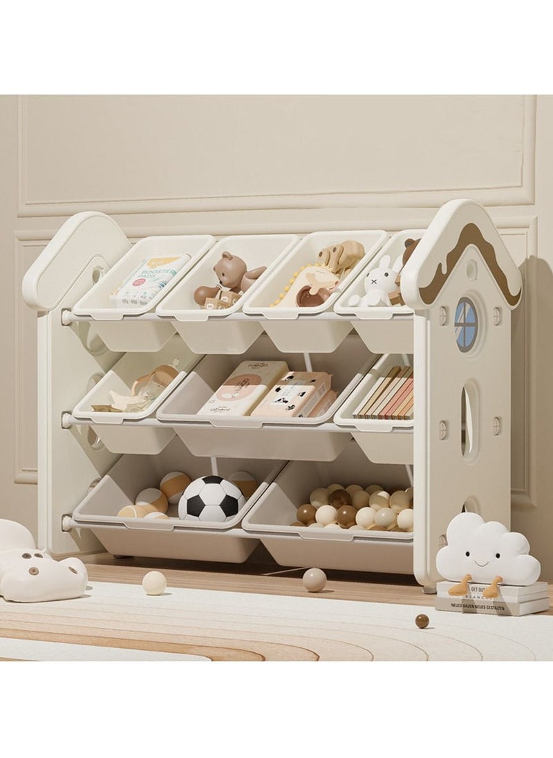 Arabest - Deluxe Multi-Box Toy Organizer, Large Capacity Storage Unit, Children's Toy Organizer, Playroom Display Unit (Combination Three, White) - Image 1