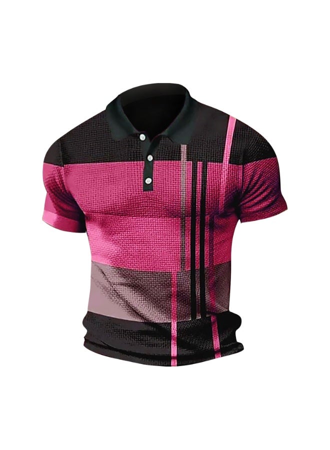 Summer  Fashion Men's Turn-down Collar Short Sleeve Striped Pullover T-shirts Casual Trendy Slim T-shirts Male Clothes - Image 1
