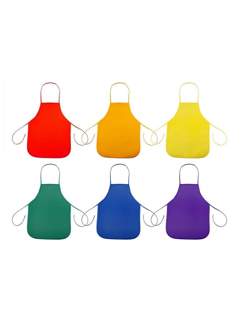 Excefore 12 Pieces 6 Colors Kids Painting Aprons, Children's Fabric Art Smock for Cooking, Baking and Crafts, Multi Colors Kids Size for Painting Activity Classroom DIY Project - Image 5