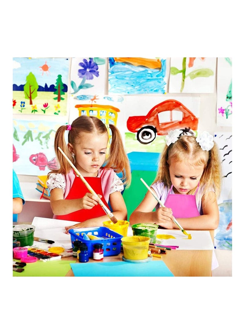 Excefore 12 Pieces 6 Colors Kids Painting Aprons, Children's Fabric Art Smock for Cooking, Baking and Crafts, Multi Colors Kids Size for Painting Activity Classroom DIY Project - Image 2