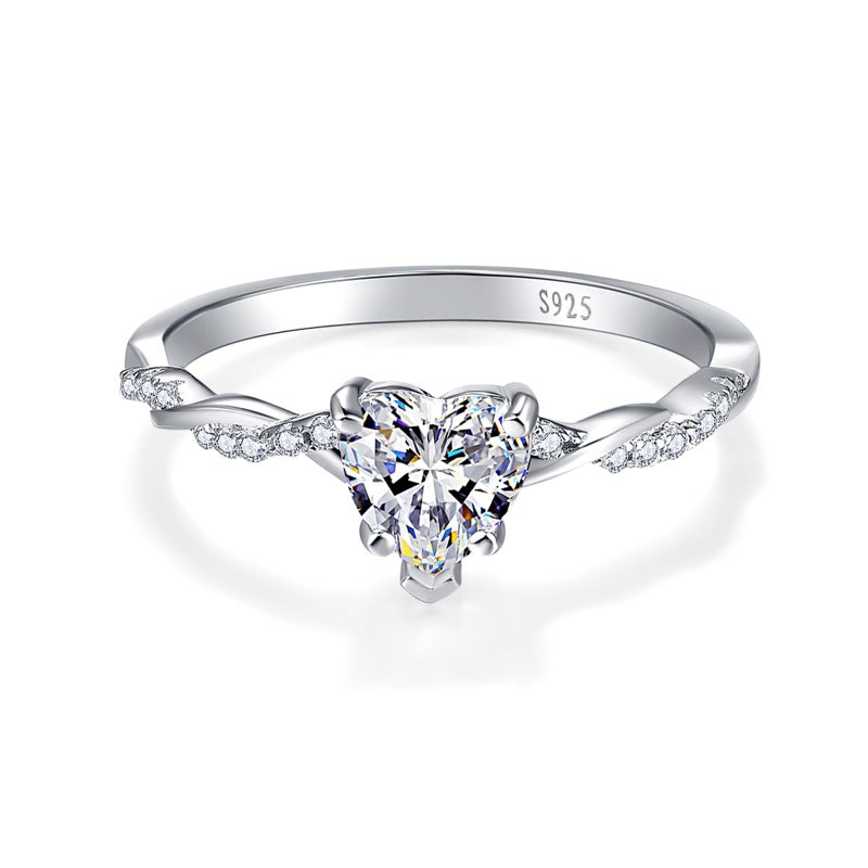 Yaresul 925 Sterling Silver Promise Ring for Her Sterling Silver Heart Ring Heart Cut Cubic Zirconia Ring Engagement Ring Size 6.5 - Image 2