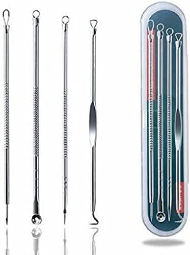 Elecsera Stainless Steel Blackhead Pimple Blemish ExtractorRemover Tool Pack of 4 - Image 1