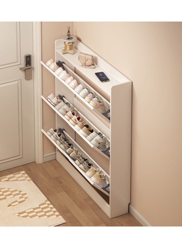 CityRiya-Long Shoe Cabinet, Shoe Rack, Shoe Shelf, Shoe Storage Cabinet with 3 Flip Drawers, 78*17*110cm Entryway Shoe Organizer Cabinet, Shoe Rack Shelf Shoe Stand Holder Storage Organizer for Hallway Bedroom（XG78） - Image 2