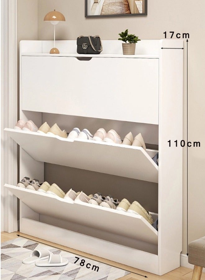 CityRiya-Long Shoe Cabinet, Shoe Rack, Shoe Shelf, Shoe Storage Cabinet with 3 Flip Drawers, 78*17*110cm Entryway Shoe Organizer Cabinet, Shoe Rack Shelf Shoe Stand Holder Storage Organizer for Hallway Bedroom（XG78） - Image 3