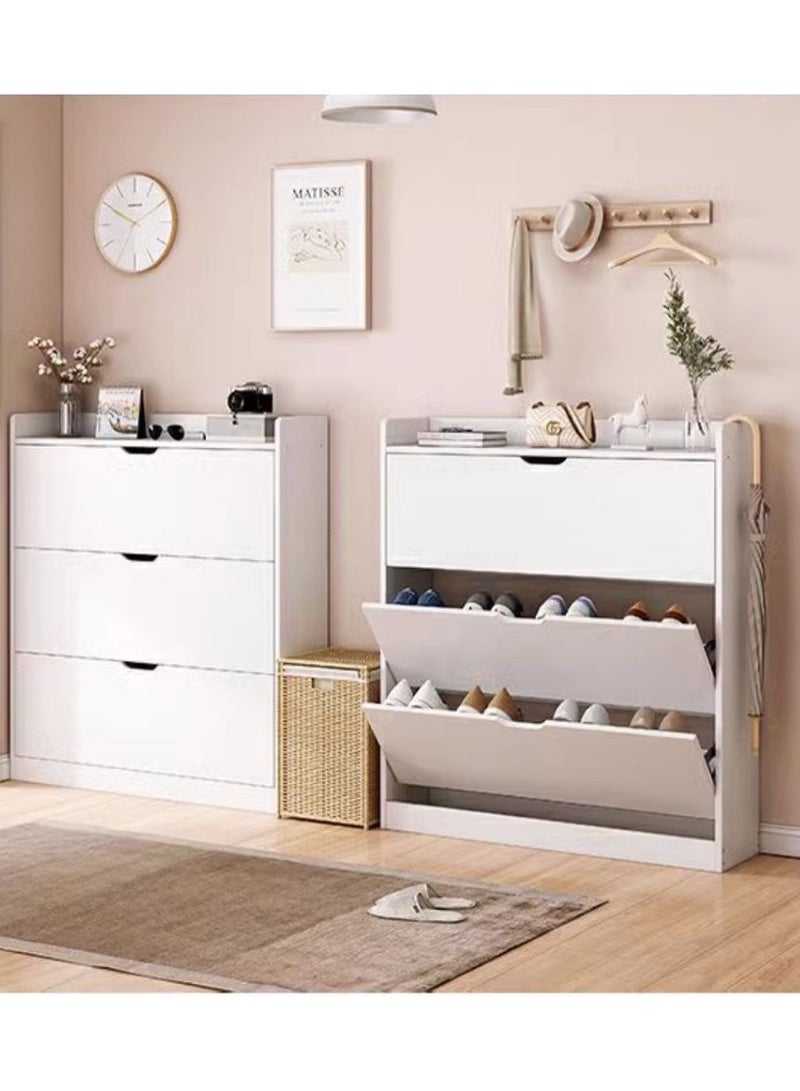 CityRiya-Long Shoe Cabinet, Shoe Rack, Shoe Shelf, Shoe Storage Cabinet with 3 Flip Drawers, 78*17*110cm Entryway Shoe Organizer Cabinet, Shoe Rack Shelf Shoe Stand Holder Storage Organizer for Hallway Bedroom（XG78） - Image 4