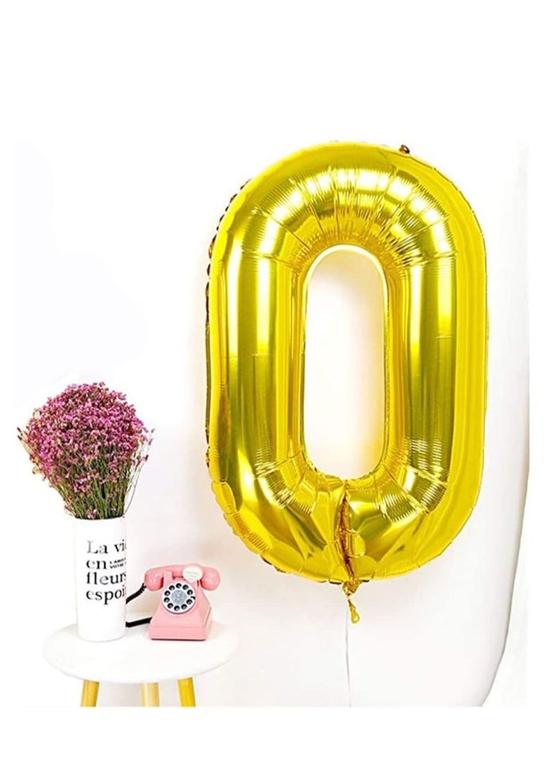 Brain Giggles Brain Giggles 40 Inch Gold Number 0 Foil Balloon  - Image 3