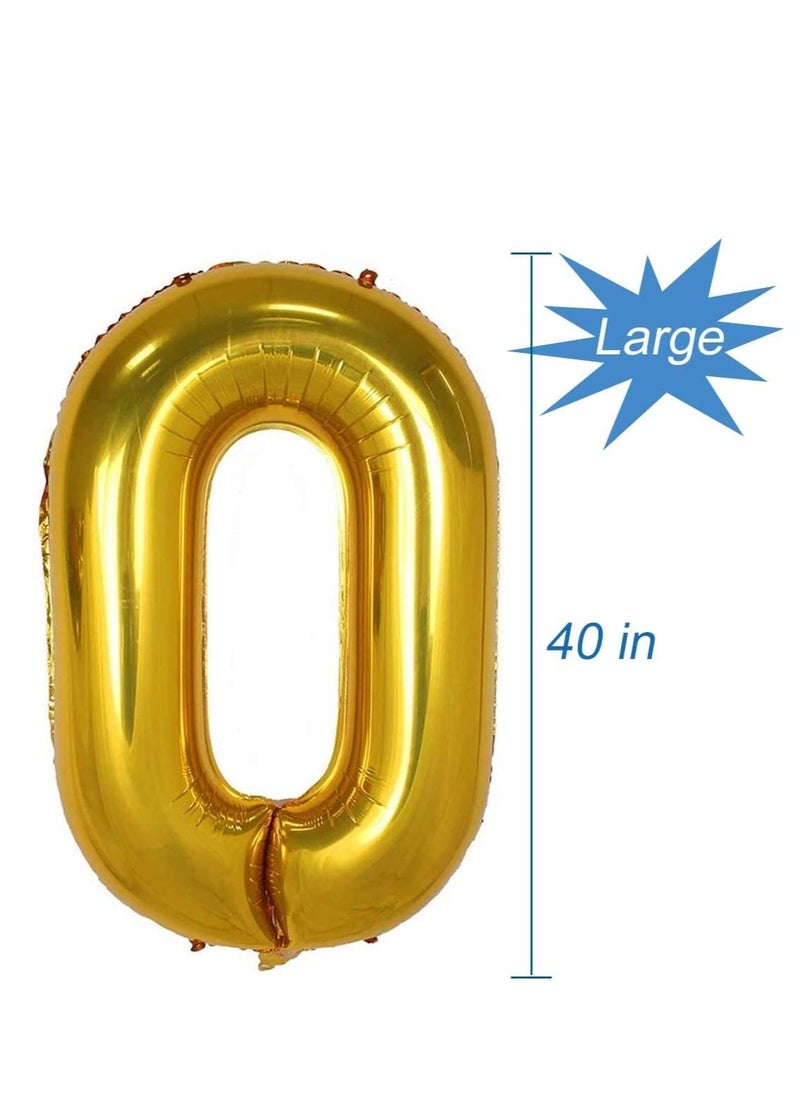 Brain Giggles Brain Giggles 40 Inch Gold Number 0 Foil Balloon  - Image 5
