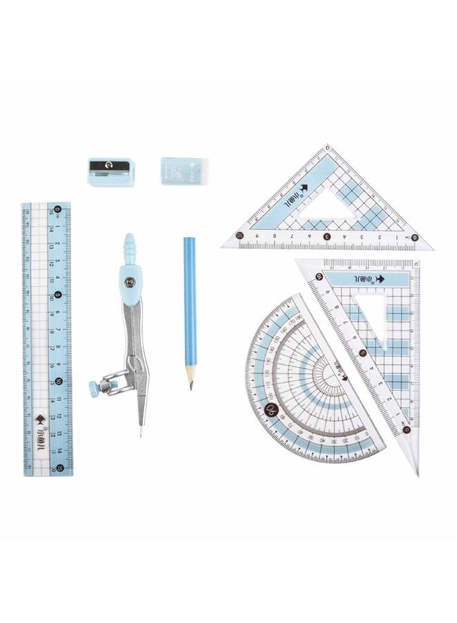 waremew 8 Pcs Compass/Math Set for Students with Shatterproof Storage Box, Geometry Set for School, includes Ruler, Protractor, Compass, Pencil,Pencil sharpener and Eraser,etc. Perfect Gift - Image 4