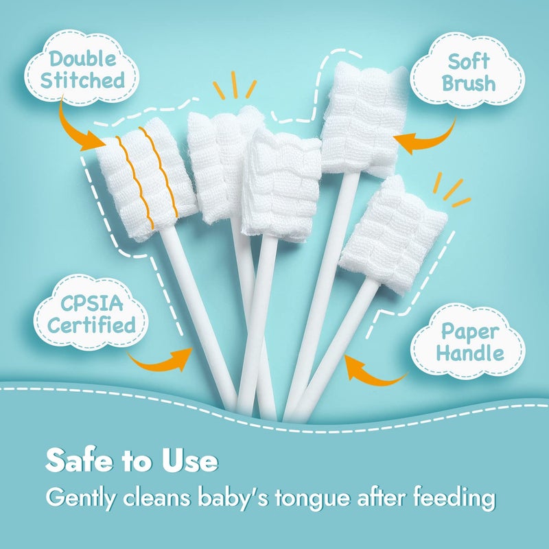 بابابليك 100-Pack Baby Tongue Cleaner Newborn, Baby Disposable Infant Toothbrush, Upgrade Baby Oral Gum Cleaner with Paper Handle for Babies and Infants Ages 0-2 Years - Image 3