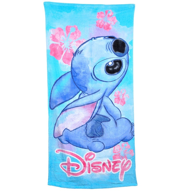 Disney Floral Stitch Beach Towel,Cotton 28x58 (1)