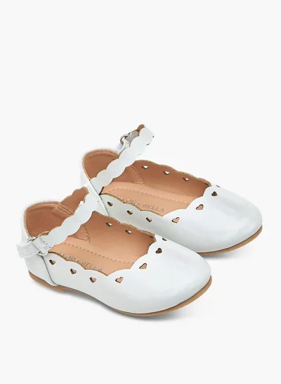 Flora Bella By Shoexpress Flora Bella Textured Ballerina Shoes With Hook And Loop Closure