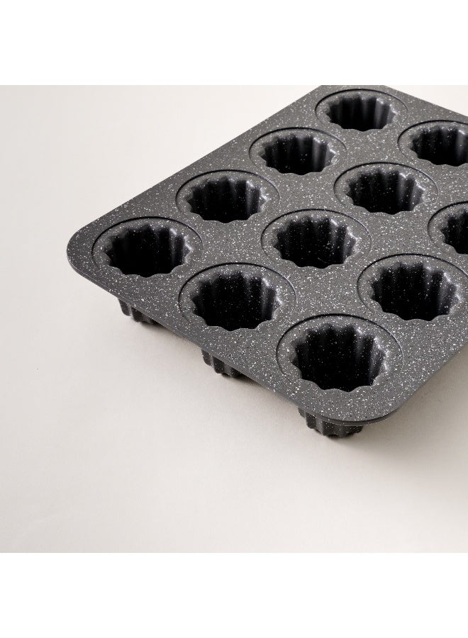 ألبرتو البرتو قالب كانيليه 12 كوب جرانيت رمادي 5* 25.6*32.5سم من الصلب الكربوني - Image 1