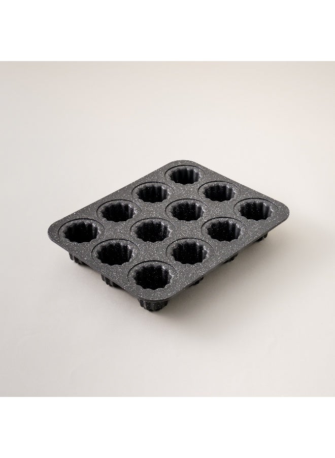 ألبرتو البرتو قالب كانيليه 12 كوب جرانيت رمادي 5* 25.6*32.5سم من الصلب الكربوني - Image 4