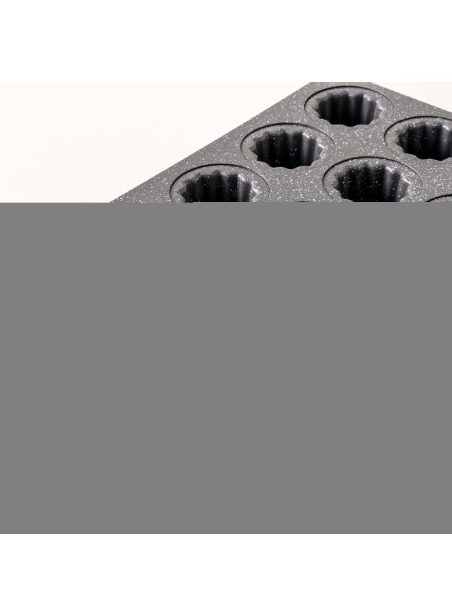 ألبرتو البرتو قالب كانيليه 12 كوب جرانيت رمادي 5* 25.6*32.5سم من الصلب الكربوني - Image 2