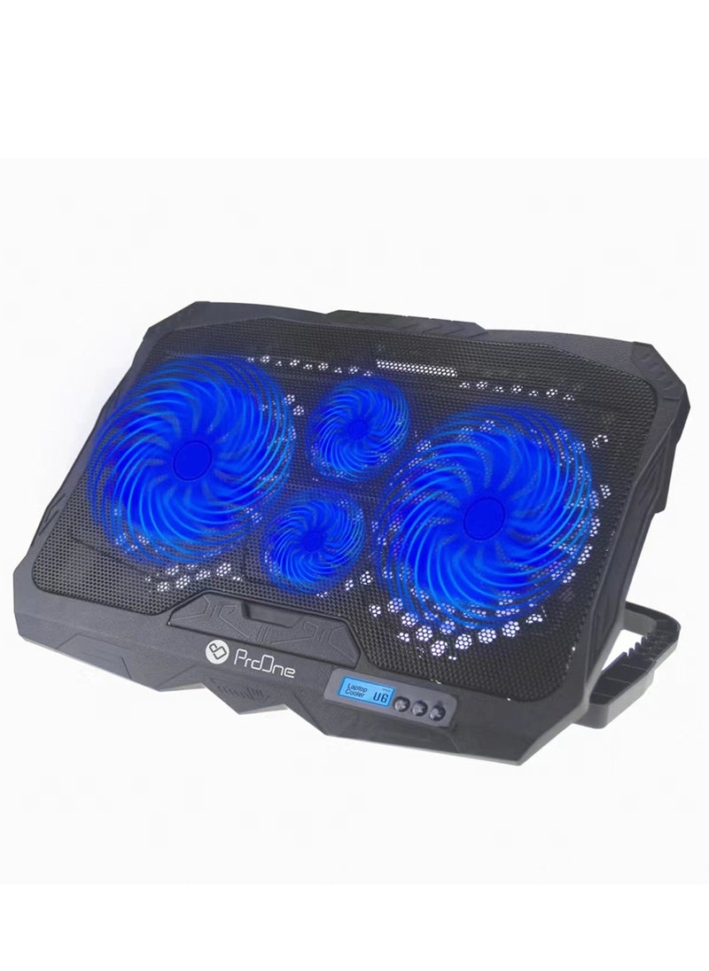 ProOne ProOne Laptop Cooling Pad, 4 Quiet Fans, Dual USB Ports, Adjustable Stand for 10-17 Inch Laptops, Notebooks, Ultrabooks - Gaming, Work, Home Office, Ergonomic Design, LED Light, Non-Slip Pad  - Image 2