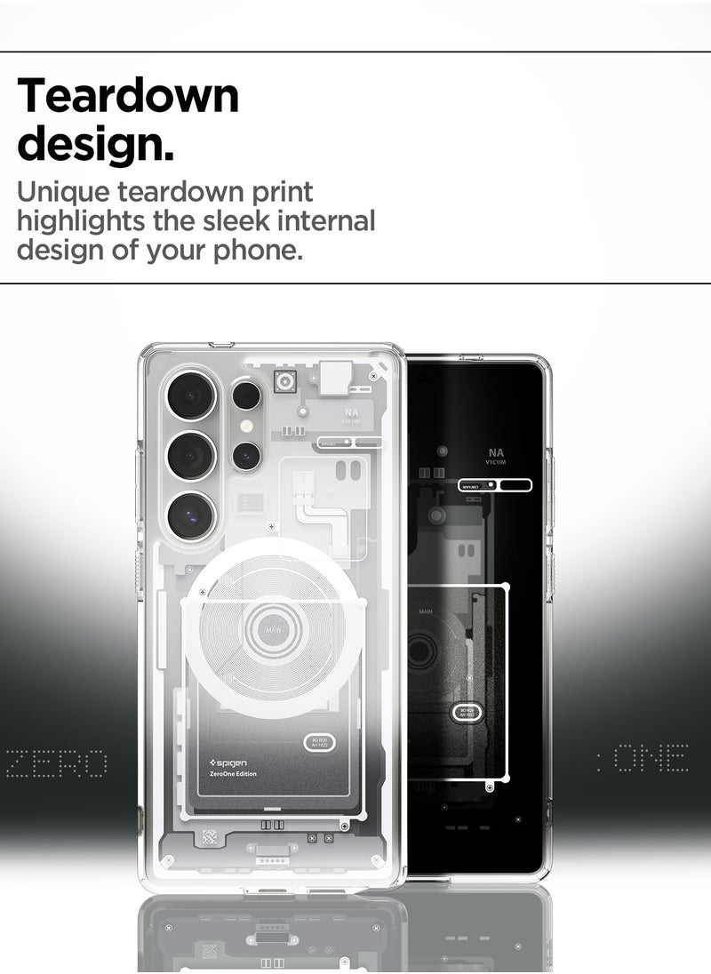 Spigen - Ultra Hybrid MagFit for Samsung Galaxy S25 ULTRA Case Cover with MagSafe (2025) - Zero One White - Image 1