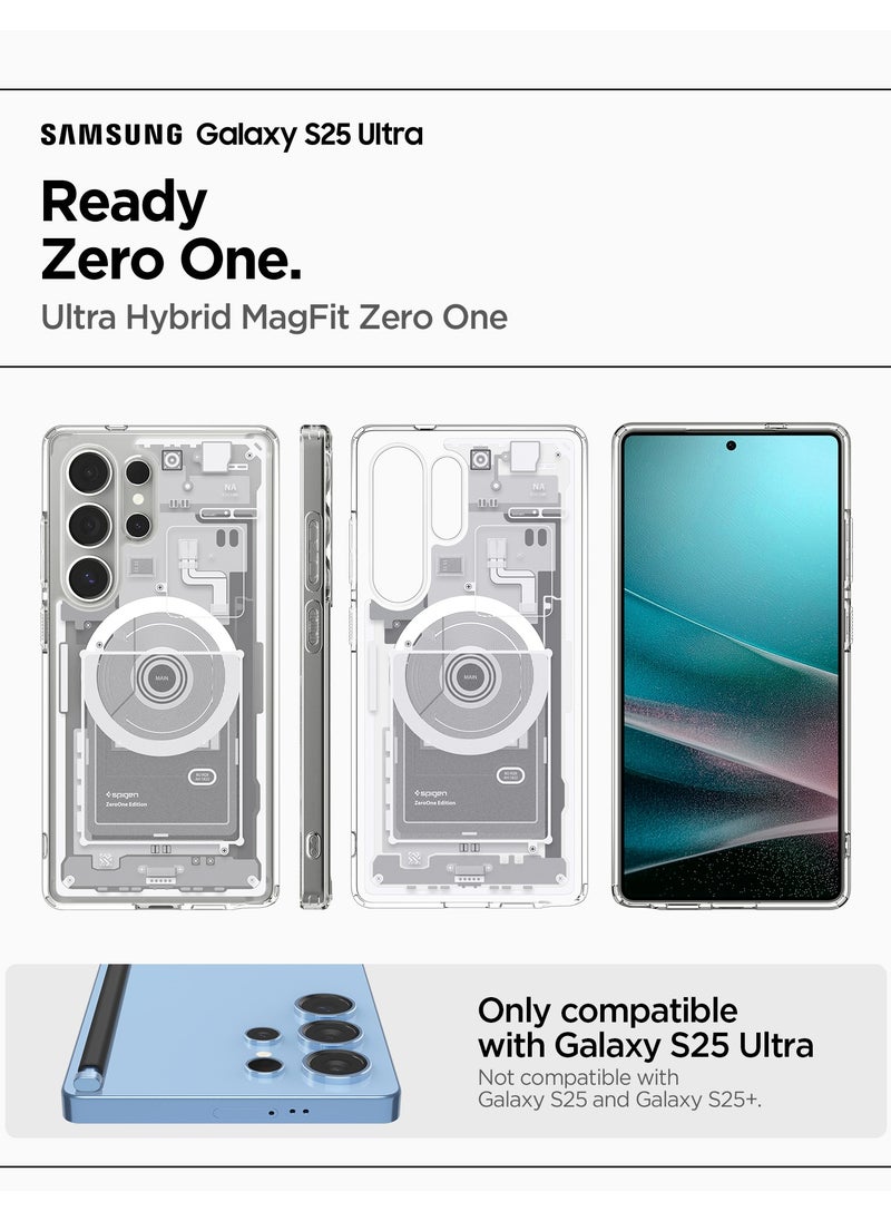 Spigen - Ultra Hybrid MagFit for Samsung Galaxy S25 ULTRA Case Cover with MagSafe (2025) - Zero One White - Image 1