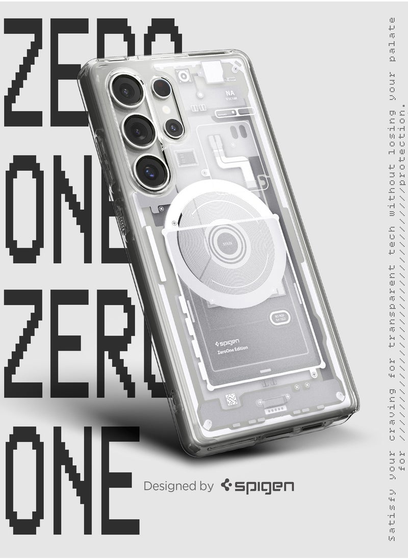 Spigen - Ultra Hybrid MagFit for Samsung Galaxy S25 ULTRA Case Cover with MagSafe (2025) - Zero One White - Image 1