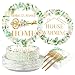 Grencian 200Pcs House Warming Party Decorations Housewarming Plates Disposable Home Sweet Home Plates Green Leaves Pink Floral Paper Tableware for New House Wedding Party Supplies Serves 50 - Image 2