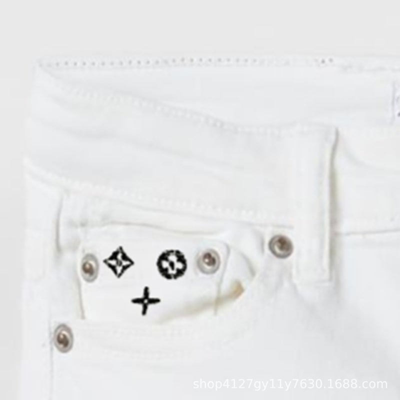 Spring And Winter New 2023 Boys Slim-Fit Black Jeans Loose Breathable Embroidered Skin-Friendly Trendy Brand All-Match Cotton Pants - Image 4