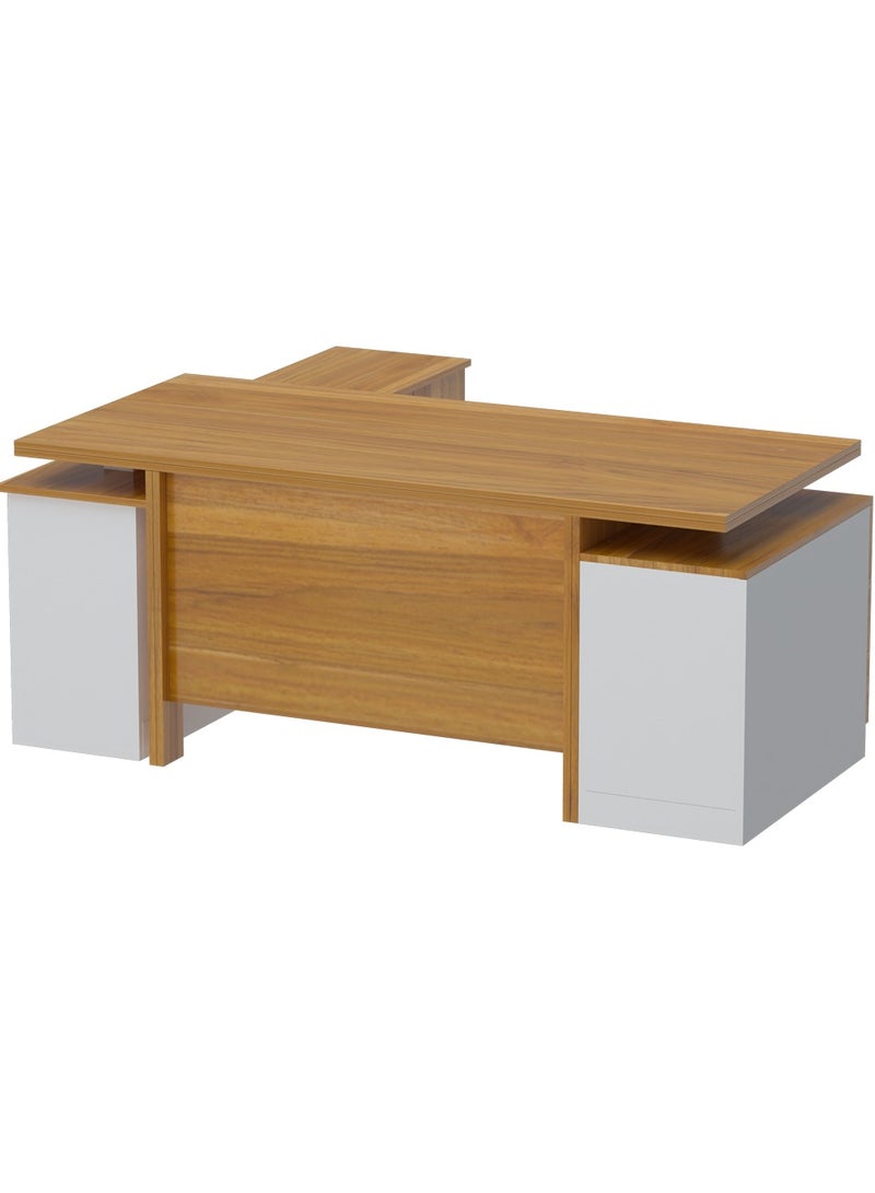 ماهاماي مكتب عمل تنفيذي حديث من مجموعة ماهماي سامتيدا 193 مع خزانة ومكتب كمبيوتر محمول بلمسة نهائية خشبية، مثالي للمنزل والمكتب - لون الجوز الفاتح - Image 2