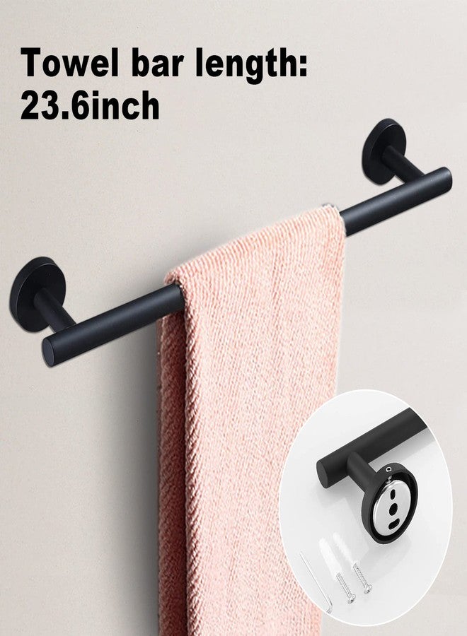 Toptowel مجموعة رفوف مناشف الحمام Toptowel 8 قطع، تشمل 2 قطعة قضيب منشفة بطول 23.6 بوصة، 2 قطعة خطاف منشفة، 2 قطعة حلقة منشفة، 2 قطعة حامل ورق تواليت - ملحقات حمام باللون الأسود غير اللامع - Image 3