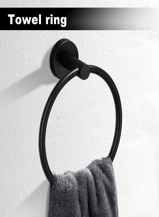 Toptowel مجموعة رفوف مناشف الحمام Toptowel 8 قطع، تشمل 2 قطعة قضيب منشفة بطول 23.6 بوصة، 2 قطعة خطاف منشفة، 2 قطعة حلقة منشفة، 2 قطعة حامل ورق تواليت - ملحقات حمام باللون الأسود غير اللامع - Image 4