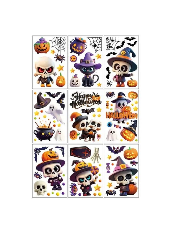 Halloween Window Stickers 9pcs Double Sided Static Cling Reusable Holiday Decor - Image 1