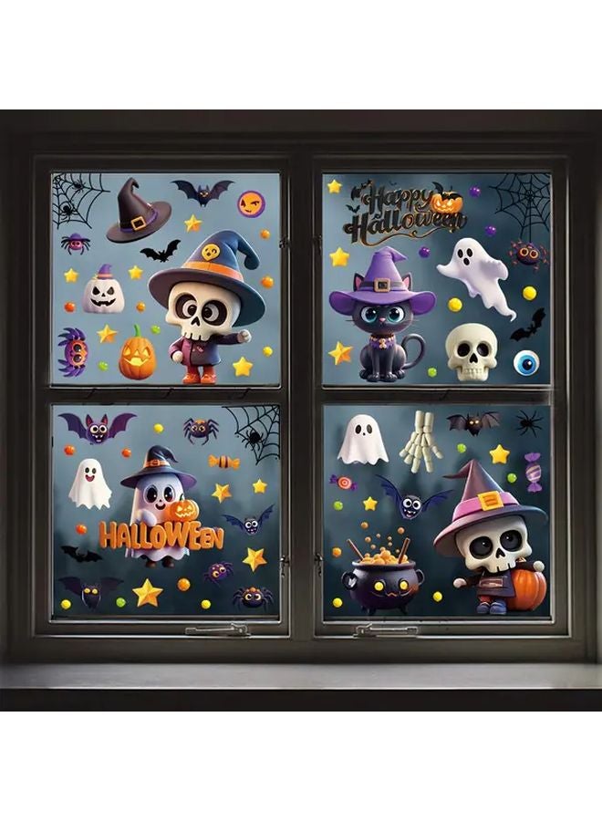 Halloween Window Stickers 9pcs Double Sided Static Cling Reusable Holiday Decor - Image 4