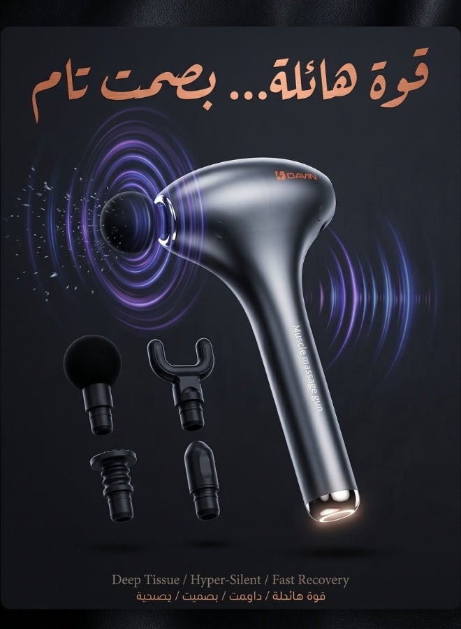 Davin Deep Tissue Muscle Massage Gun | 6 Speeds & 4 Specialized Heads for Ultimate Relief - Image 2