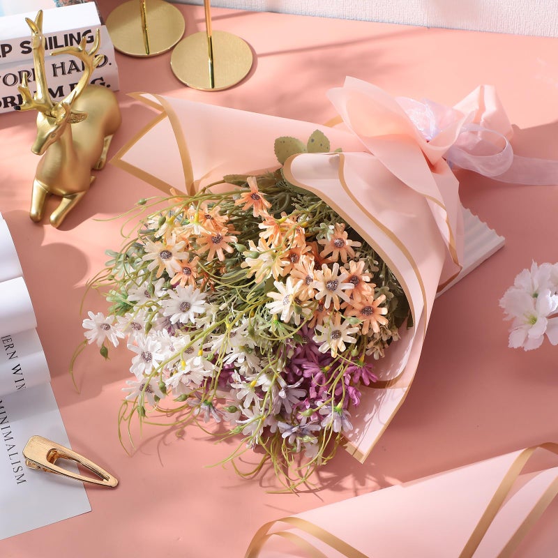 Yahenda 420 Sheet Valentines Flower Wrapping Papers:23"x23" Flower Bouquet Paper with Gold Edge Korean Style Bouquet Wrapping for Valentines Day Mother's Day Wedding Floral Supplies(Pink) - Image 4