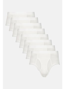 Club Room Men 8 Pieces Solid Full Cut Brief, White  - Image 1