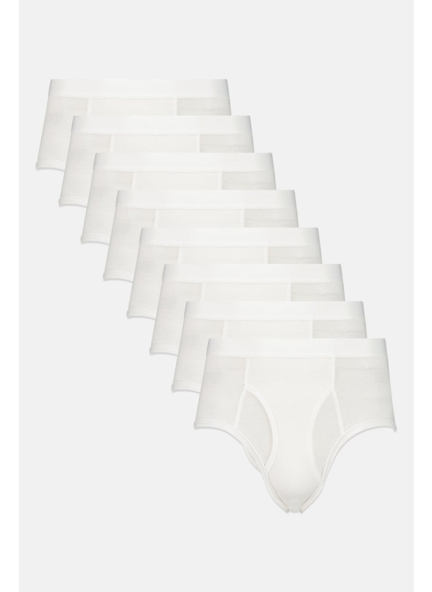 Club Room Men 8 Pieces Solid Full Cut Brief, White  - Image 1