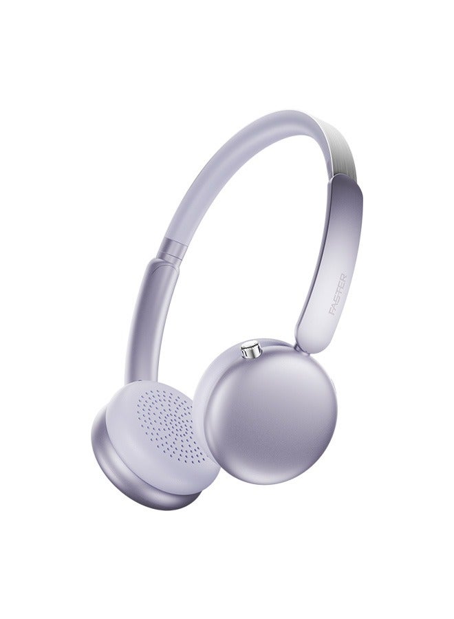 Faster S7 Soluna Wireless Headphones- 5.4 Bluetooth Headset 30H Playtime ANC OverEar Headphones- LED Indicator Light Voice Assistant Calls Game & Music Type-C Fast Charging Lightweight IOS & Android- Wireless Headset Deep Bass Premium Finish Soft Leather Earpads - Purple - Image 1