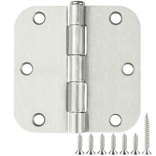 TDCHINGES 48 Pack Interior Door Hinges Brushed Nickel 3.5 Inch x 3 1/2" Rounded 5/8" Radius 3 ½"Satin Iron Bifold Residential Hinge for French Style Slab Single/Double Doors Hardware Kit Living/Bed Room - Image 1
