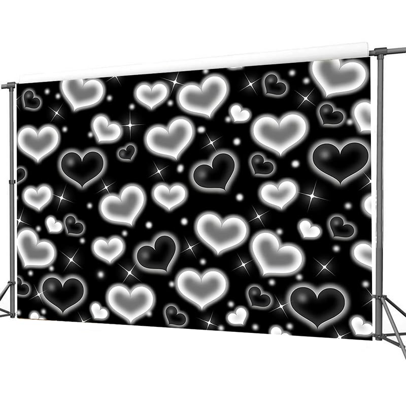 CYLYH 7x5FT Black Heart Photo Backdrop 90s Backdrops for Photoshoot Mother's Day Backdrop Women Men Happy Birthday Photography Background Banner D853 - Image 5