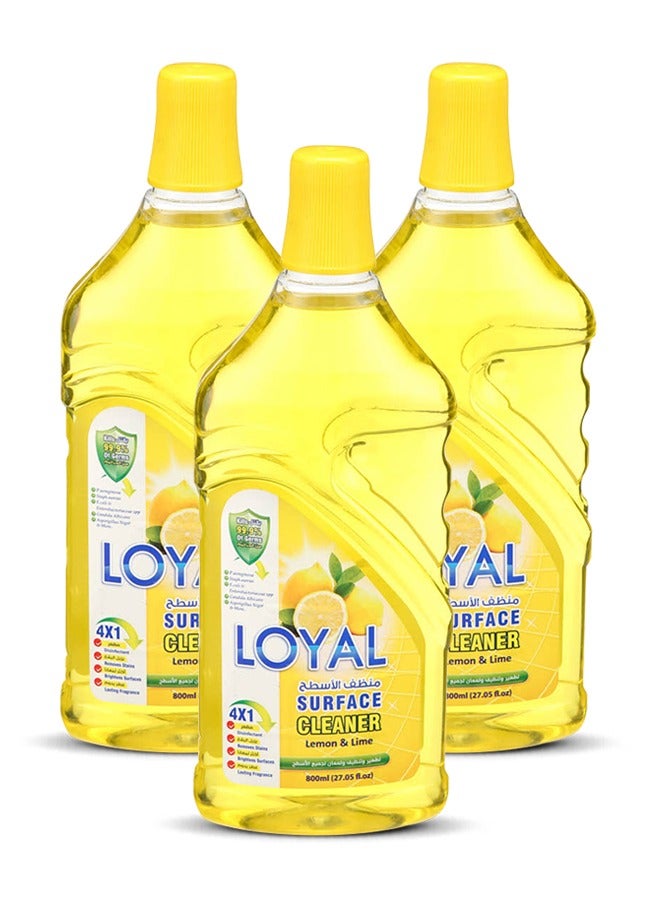 loyal Surface Cleaner Liquid Lemon Basket Yellow 3x800ml - Image 1