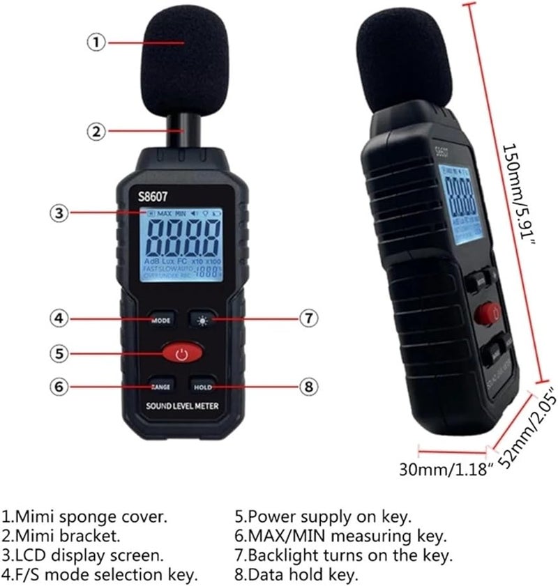 USB Sound Level Meter Noise Tester 30 130dB Digital Display Decibel Reader Data Logger - Image 3