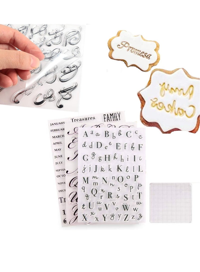 SYOSI 4Pcs Alphabet Cake Stamp Tool Alphabet Numbers Fondant Cake Mold DIY Cookie Stamp Cookie Cutter Fondant Molds - Image 1