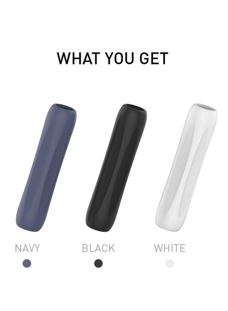 Captaintech iPencil Grips Case Cover Ergonomic Silicone Holder Sleeve Classic Design Compatible with iPad Apple Pencil 1st and 2nd Gen 3 Pack White Midnight Blue Black - Image 2
