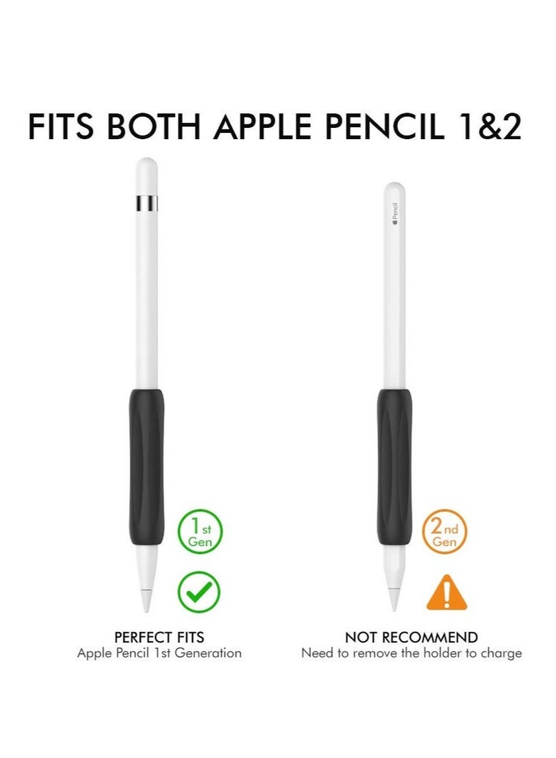 Captaintech iPencil Grips Case Cover Ergonomic Silicone Holder Sleeve Classic Design Compatible with iPad Apple Pencil 1st and 2nd Gen 3 Pack White Midnight Blue Black - Image 3
