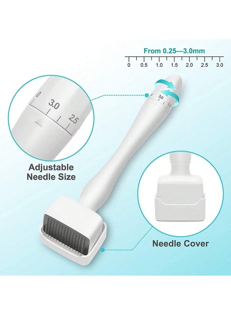Derma Stamp Adjustable Pen 0–3mm with 140 Titanium Needles for Face, Skin, Scalp, and Body – Precise Handheld Microneedling Tool to Stimulate Collagen Production, Reduce Wrinkles, Acne Scars, Skin Indentations, Improve Skin Elasticity and Cell Renewal, Pen Design for Accurate Control in Different Areas, Suitable for Home and Professional Use, Ideal for Face, Scalp, Beard, and Full Body, Multi-Functional Microneedling Device for Healthy, Natural-Looking Skin - Image 2
